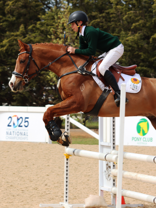 Pony club rider on course