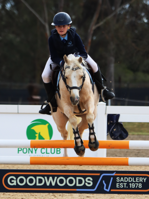 Pony club rider on course