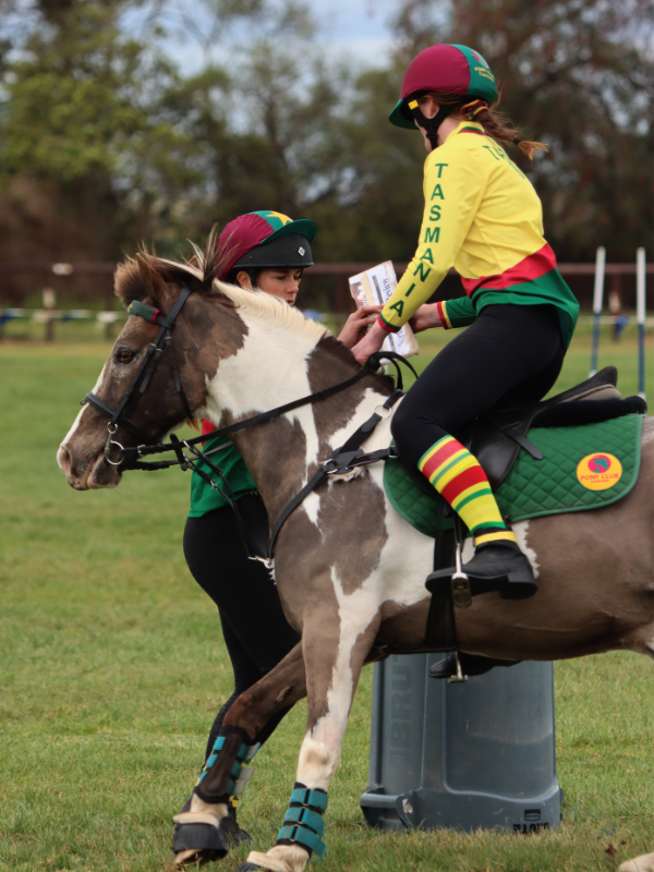 Pony club rider on course