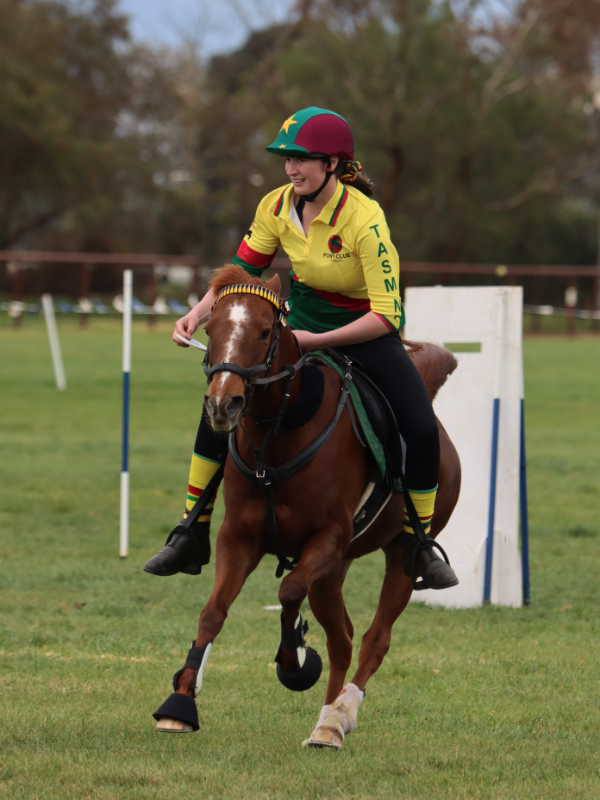 Pony club rider on course